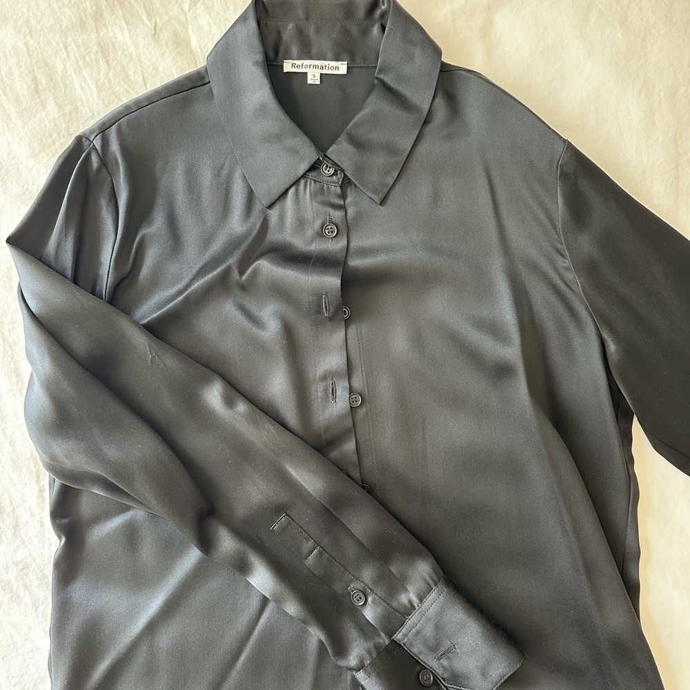 Reformation Silk Button Down